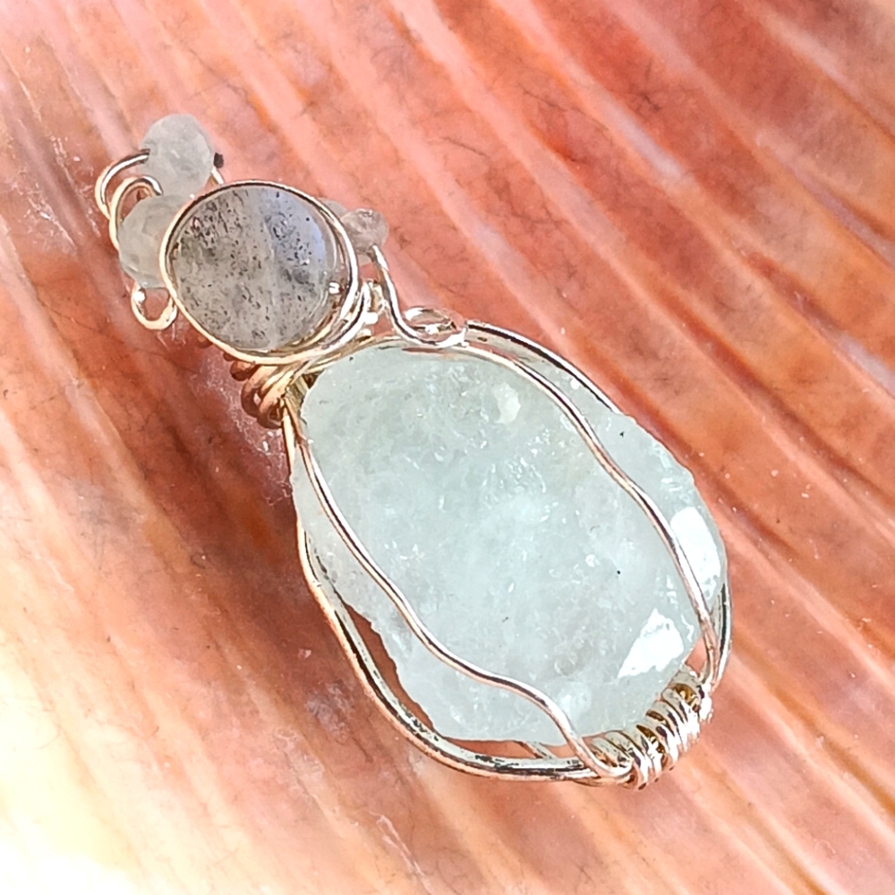 Aquamarine Pendant Sterling Silver Christmas